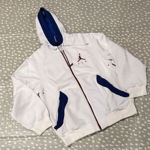 Jordan White Hoodie with Red and Blue Logo